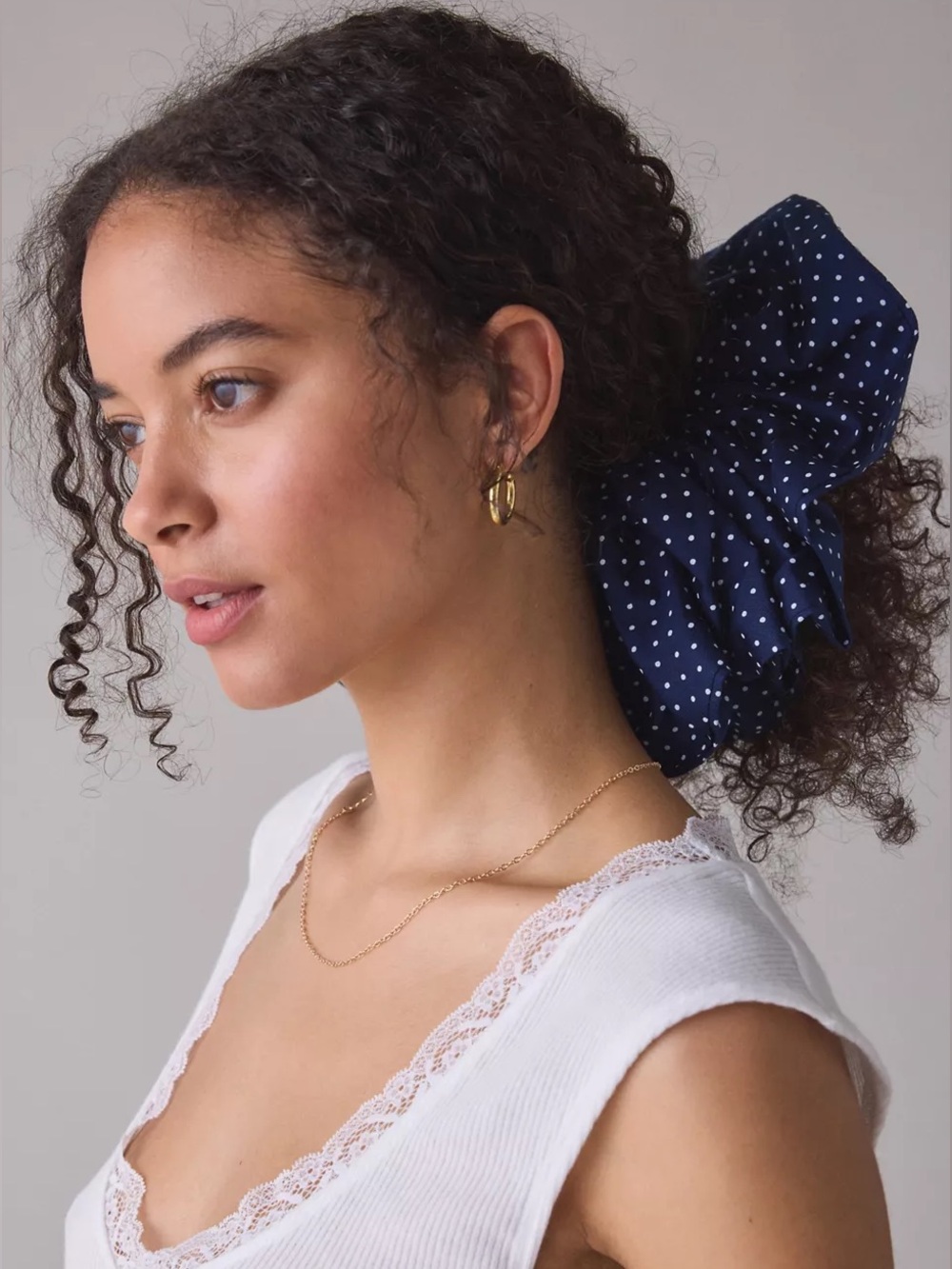 Maude Club (Urban Outfitters)—Oversized Giant Polka Dot Scrunchie, Navy